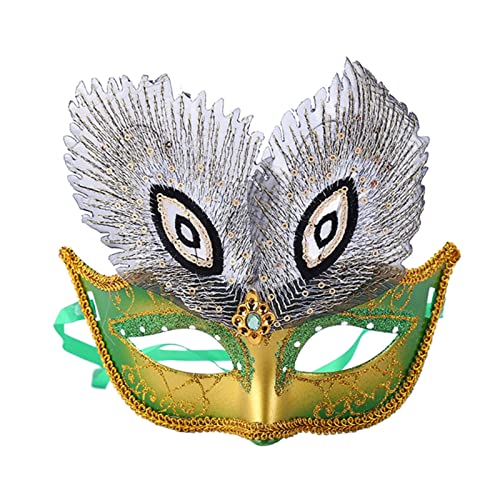 LIbgiubhy Pfauen-Maske, halb bemalt, Halloween, Abschlussball, Tiermaskerade, Party, Foto-Requisiten für Männer und Frauen von LIbgiubhy