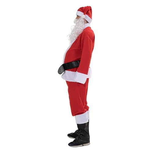 LIbgiubhy Weihnachtsmann-Kostüm mit Nikolausmütze, Handschuhen, Gürtel, Weihnachtsmann und Bart von LIbgiubhy