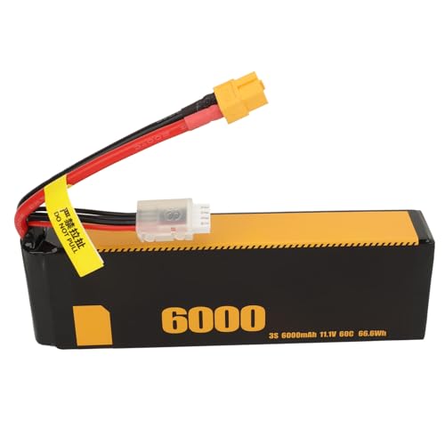 LJCM Lipo-Akku, 6000 MAh, Stoßfest, 11,1 V, Professioneller Lipo-Akku für FS 1/10 1/8 Modelle (XT60) von LJCM