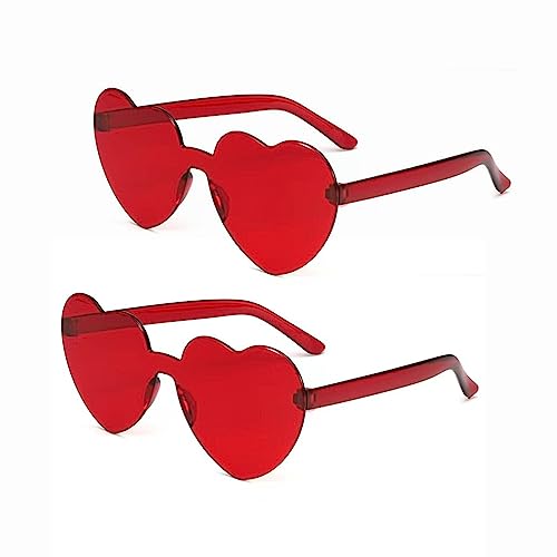 LJFEA 2 Paar Randlose Herz Brille Hippie Partybrillen für Fasching Geburtstagsfeier Halloween Party Strand Sommer Lustige Partybrillen für Erwachsene Jungen und Mädchen von LJFEA