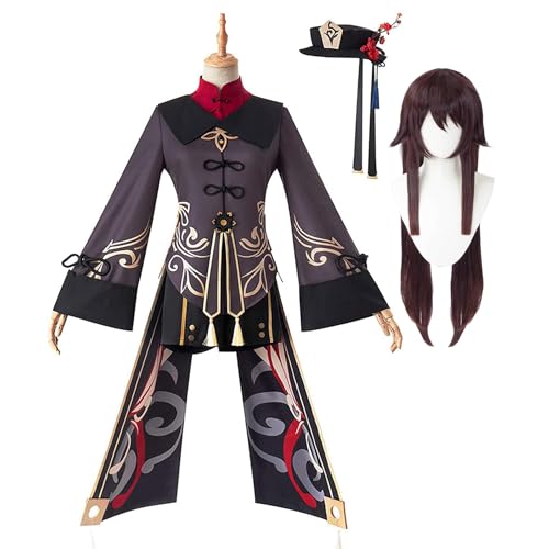 LJFIWY Hu Tao Cosplay-Kostüm, Kaeya, Cosplay-Outfit, Spielfiguren-Kostüm, Halloween, Comic-Con-Party, Verkleidung Uniform (Hu Tao Kostüm + Perücke, XL) von LJFIWY