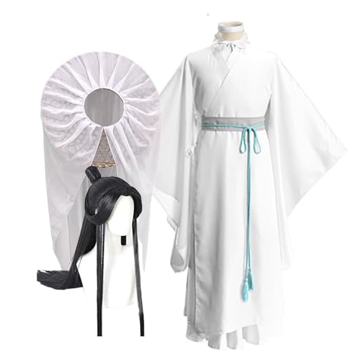 LJFIWY Tian Guan Ci Fu Xie Lian Cosplay-Kostüm, Xie Lian, Cosplay-Outfits, Anime, Acient Hanfu-Kleidung, komplettes Set für Party, Halloween, Kostüm, Schleierhut, Perücke, Größe L von LJFIWY