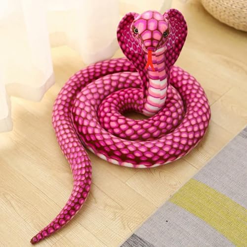 LJHLCC 80-240CM simulierte Python Schlange Plüschtier Riesen Boa Kobra lange ausgestopfte Schlange Plüschtier Lebensechte Puppe Kinder Jungen Geburtstagsgeschenk-240cm-LILA von LJHLCC