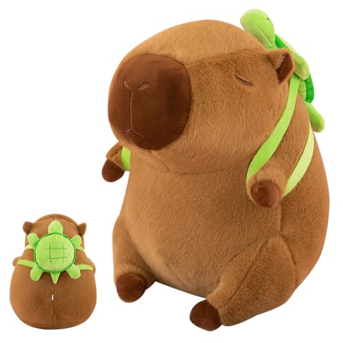 Capybara Plüsch Spielzeug, Capybara Plüschtier mit Schildkrötenrucksack Plüschpuppen Kawaii Plüschtier Kuscheltie für Kinder Kuscheltier Stofftier Karikatur Plüsch für Kindergeburtstag Geschenk, 30cm von LJTXX