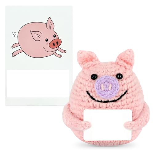 LJTXX Kreative Strickwolle Minischwein Puppe, Pocket Hug Geschenke Schwein, Strickwolle Schwein Puppe mit Ermutigungskarten, Glücksbringer Geschenke für Kind Freund Vatertag von LJTXX