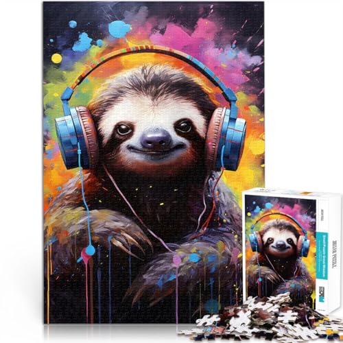 1000-teilige Puzzles für Teenager Anspruchsvolles Spiel und Familienspaß Lustiger Faultier-DJ Geburtstagsgeschenk, Geschenke75x50cm 1000-teilige Puzzles für Teenager Anspruchsvolles Spiel und Familienspaß Lustiger Faultier-DJ Geburtstagsgeschenk, Geschenke75x50cm von LKASGCBY