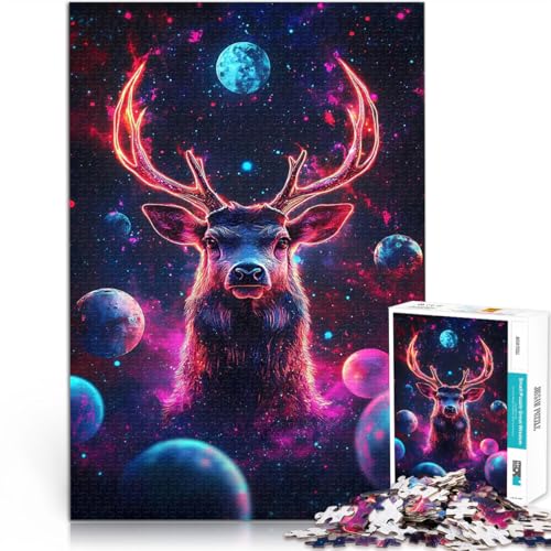 Puzzle 1000 Teile für Erwachsene Quizspiel Kosmische Hirsche Neon Weltraum Planeten Angebot als Geschenk für die ganze Familie38x26cm Puzzle 1000 Teile für Erwachsene Quizspiel Kosmische Hirsche Neon Weltraum Planeten Angebot als Geschenk für die ganze Familie38x26cm von LKASGCBY