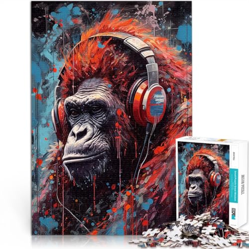 Puzzle für Erwachsene, 1000 Teile Spielzeug Lernspiele Stressabbau Gorilla bemalte Kopfhörer Geschenke für Freunde und Familie38x26cm Puzzle für Erwachsene, 1000 Teile Spielzeug Lernspiele Stressabbau Gorilla bemalte Kopfhörer Geschenke für Freunde und Familie38x26cm von LKASGCBY