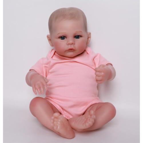 LKBOBIR Lebensechte Babypuppe, 45 cm, Rosa Strampler, Realistische Vinyl-Ausführung von LKBOBIR