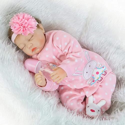 LKBOBIR Reborn Baby Mädchen 22Zoll 55cm Reborn Puppe Lebensecht Silikon Weiche Tuch Körper Realistische-Neugeborene Reborn Puppen wie Echtes Baby Für Kinder ab 3 Jahren von LKBOBIR