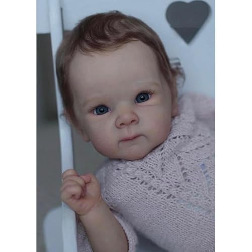 LKBOBIR Simulation Reborn Baby 55 cm 22 Zoll Reborn Baby MäDchen Weiches Silikon-Vinyl Handgefertigt Reborn Baby Lebensecht Realistisch Aussehendes Baby-PüPpchen, Rosa Strickkleid,Lang Reborn Puppen von LKBOBIR