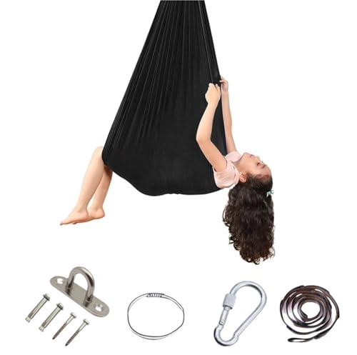 LKJYER Aerial Yogatuch, Yogatuch Zum Aufhängen, Yoga hängematte，yogatuch zum aufhängen,Yoga Hängematte Set Für Erwachsene(Black,100 * 280CM) von LKJYER