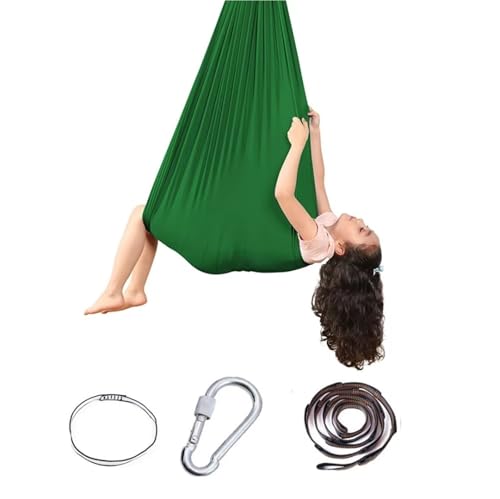 LKJYER Aerial yogatuch, Yoga hängematte，yogatuch zum aufhängen，Yoga Vertikaltuch, Akrobatik Tuch Indoor, Low Stretch Aerial Silks, Yoga Hängematte Set Für Erwachsene 100 * 280M ﻿(Green) von LKJYER