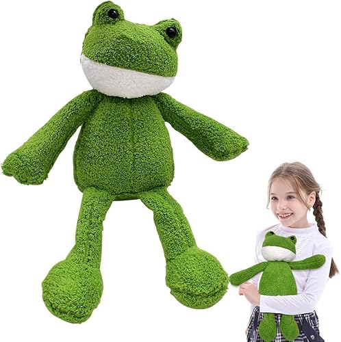 LKNBIF Frosch Kuscheltier, Grüner Frosch Plüschtier Stofftier, Plush Frog Stuffed Animal, weich Frog Gefüllte Babys Kinder(Grüner Frosch，35cm, 300g) von LKNBIF