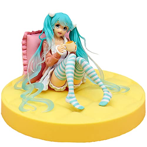 LKNBIF Hatsunes Miku Figuren Statue Hatsunes Miku Noodle Stopper Sakura Hatsune Miku Anime Figuren Anime Kollektion Puppe Desktop Ornamente Geschenke für Anime Fans Kinder 12cm (Sitzposition) von LKNBIF