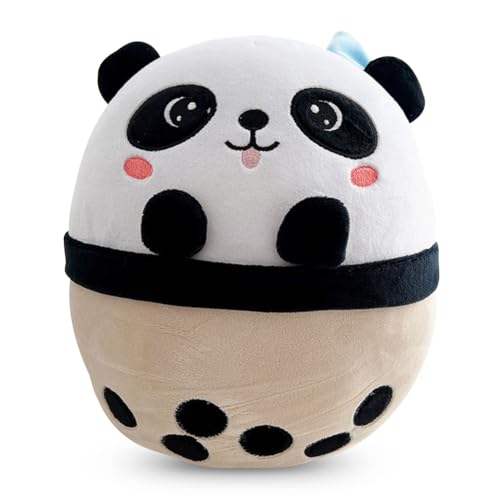 LKNBIF Panda Bubble Tea Cuddly Toy, Panda Bubble Tea Plush Toy, Cute Cartoon Animal, Soft Hugging Pillow, Plush Stuffed Doll, Cuddly Panda Toy, Back Cushion - 25cm von LKNBIF