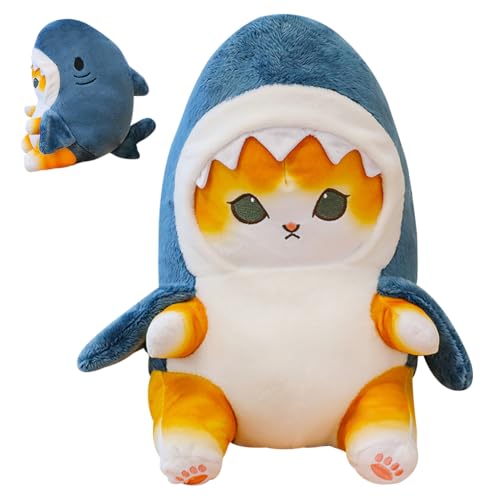 LKNBIF Shark Cat Plush Toy, Shark Plush Doll, Cat Plush Toy, Kawaii Cuddly Toy for Home/Office/Living Room/Bedroom, Birthday Gift for Children - 33cm von LKNBIF