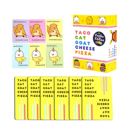 LKNBIF Taco Cat Goat Cheese Pizza Board Card Game Party Game 2-8 Players 10 Min Card Games Family Games,Party Game for Kids and Adults（Yellow） von LKNBIF