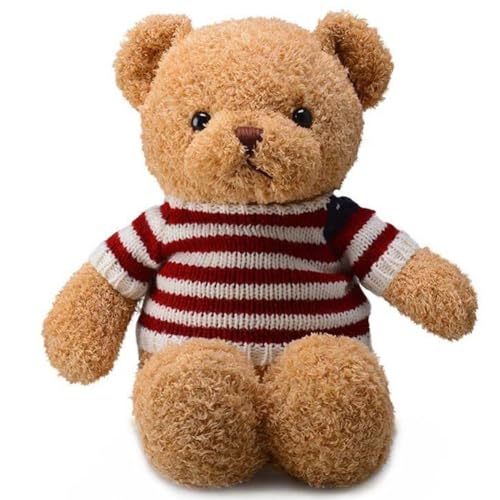 LKNBIF Teddybär Weiches Fell 30 cm Teddybär mit Kapuze Pfotenabdruck Plüschtier Kuscheltier Plüschtier Geschenk (Streifen) von LKNBIF