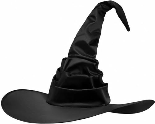 LKOIVNED Halloween Hexenhut Großer Schwarzer Hexenhut mit Fledermaus, Halloween Kostüm Damen Hexe Accessoires Hexenhut Damen für Holloween, Party, Karneval, Cosplay von LKOIVNED