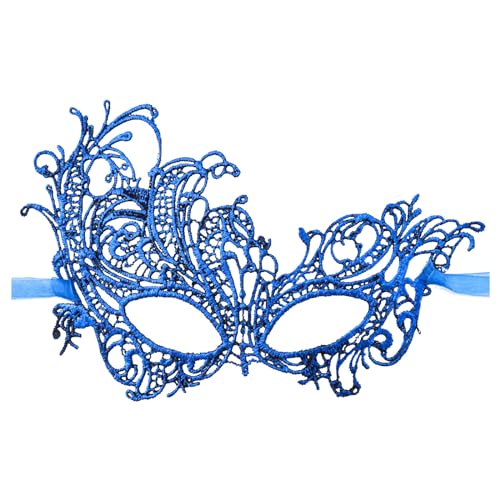 LKRSEEF Spitze Maske, Mardi Gras Deecorations Venezianische Maske Augenmaske Maskerade Maske für Bühnenauftritt Karneval Halloween Abendkleid Tanz Ball Party für Damen Herren 02 Blau von LKRSEEF