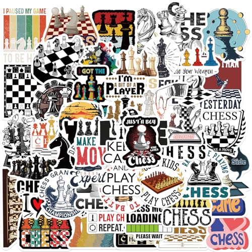 Schach Stickers 50pcs Cute Cartoon VSCO Vinyl Waterproof Laptop Skateboard Stickers, Aesthetic Car Decals Computer Hydroflask Stickers for Adults Kids Teens von LLDGZ