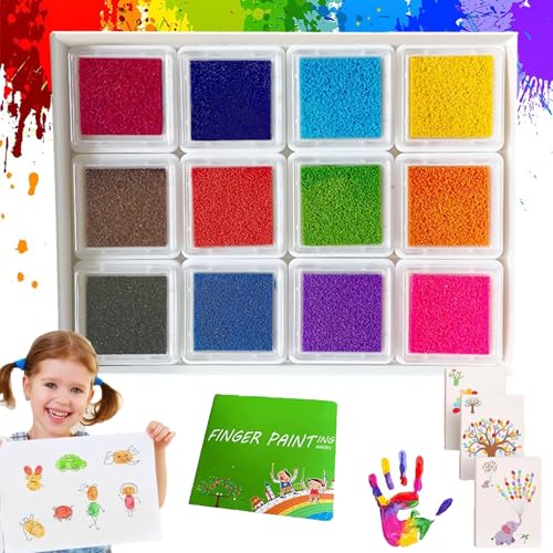 Funny Finger Painting Kit, Washable Finger Paint Set, DIY Finger Paint for Kids, DIY Crafts Finger Paint Sets for Children's Day Christmas Art Painting Supplies (12Colors) von LLDYAN