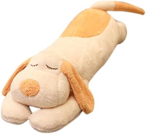 LLECDASEUI Riesiger Hund Welpe Ausgestopft Tiere Plüschtier - 23,6 Zoll Kawaii Groß Umarmungs-Kissen Weiches Schlafen Körper Kopfkissen Flauschig (Beige,130cm) von LLECDASEUI