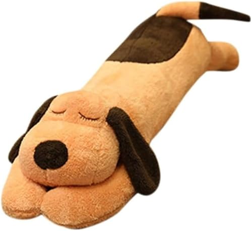 LLECDASEUI Riesiger Hund Welpe Ausgestopft Tiere Plüschtier - 23,6 Zoll Kawaii Groß Umarmungs-Kissen Weiches Schlafen Körper Kopfkissen Flauschig (Braun,130cm) von LLECDASEUI