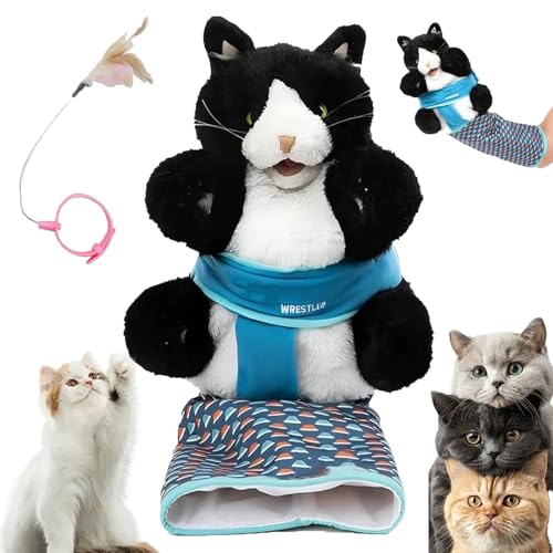 Cats Puppet Wrestler, Cat Wrestling Toy Puppet, Safe Interactive Cat Wrestling Hand Puppet with Tough Padding, Cat Sumo Wrestling Toy Puppet for Boredom-Busting Training and Exercise (1Pcs) von LLELEMAMO