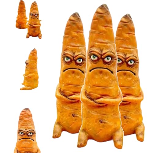 LLELEMAMO Cranky Carrot Figurine - Whimsical Quirky Carrot Buddy Desk Decor, Handmade Funny Vegetable Resin Decor, Emotional Support Carrot Sculpture, Interesting Humor Gift (Cranky Carrot *3) von LLELEMAMO