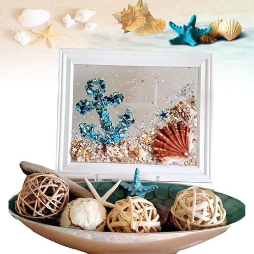 LLELEMAMO Sea Glass Art Kit - Sea Glass Resin Art Kits for Adults, DIY Resin Beach Art Kit - Mosaic Arts and Craft Kits with Sea Animal Plant Accessories, Seaglass for Crafts Photo Frame (G) von LLELEMAMO