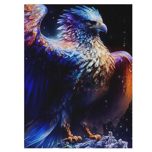 Adler Puzzle 500 Teile, Holzpuzzle Für Erwachsene Kinder, Impossible Puzzles, Geschicklichkeitsspiel Für Die Ganze Familie 55×41cm von LLGLL