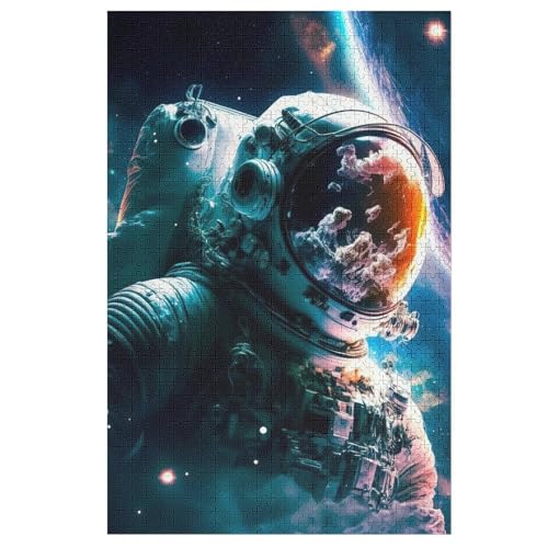 Astronaut Puzzle 1000 Teile, Holzpuzzle Für Erwachsene Kinder, Impossible Puzzles, Geschicklichkeitsspiel Für Die Ganze Familie 78×53cm von LLGLL