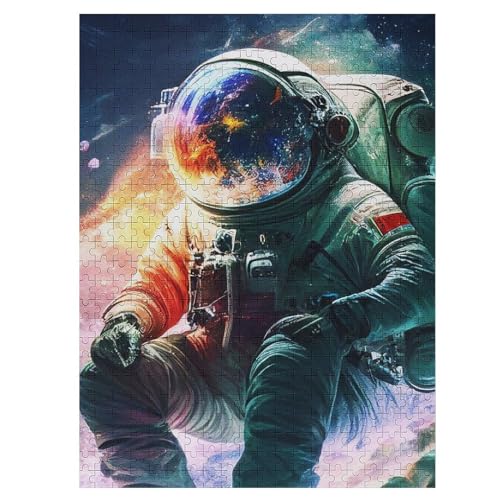 Astronaut Puzzle 500 Teile, Holzpuzzle Für Erwachsene Kinder, Impossible Puzzles, Geschicklichkeitsspiel Für Die Ganze Familie 55×41cm von LLGLL