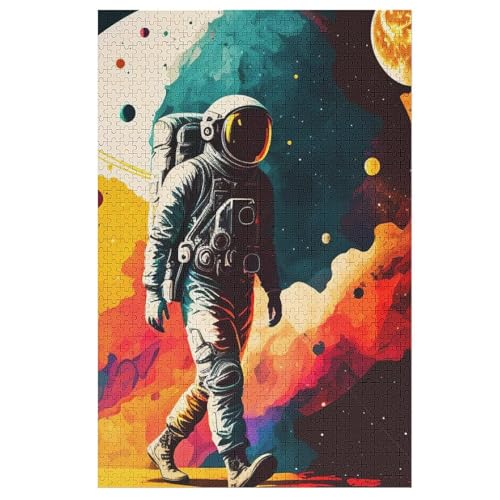 Astronaut Puzzles 1000 Teile Erwachsener Kniffel Spaß Für Die Ganze Familie, Holzpuzzle Kinder Erwachsene, Impossible Puzzle Schwer 78×53cm von LLGLL