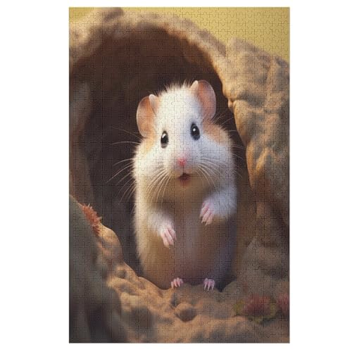 Cute Hamster Puzzle 1000 Teile, Holzpuzzle Für Erwachsene Kinder, Impossible Puzzles, Geschicklichkeitsspiel Für Die Ganze Familie 78×53cm von LLGLL