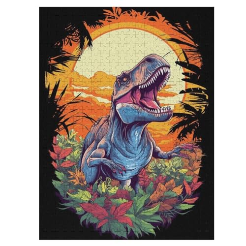 Dinosaurier Holzpuzzle 500 Teile, Knobelspiele Für Erwachsene, Teenager, Puzzles Unmögliche - Kinder Puzzle Zimmer Deko 55×41cm von LLGLL