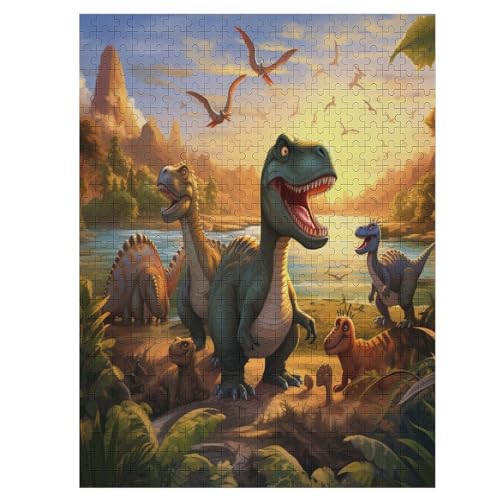 Dinosaurier Holzpuzzle Erwachsene - 500 Teiliges Jigsaw Knobelspiel - Puzzle Für Erwachsene & Kinder - Outdoor & Reisespielzeug 55×41cm von LLGLL