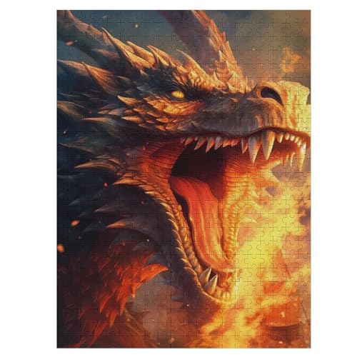 Drache Holzpuzzle 500 Teile, Knobelspiele Für Erwachsene, Teenager, Puzzles Unmögliche - Kinder Puzzle Zimmer Deko 55×41cm von LLGLL