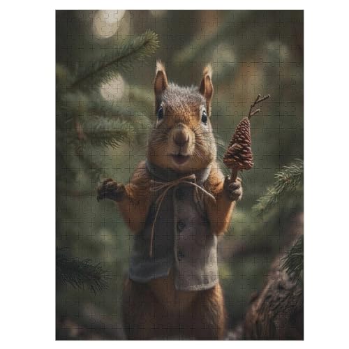 Eichhörnchen 500 Teile Puzzles Für Erwachsene, Impossible Puzzle, Geschicklichkeitsspiel Für Die Ganze Familie, Kinder Holzpuzzle 55×41cm von LLGLL