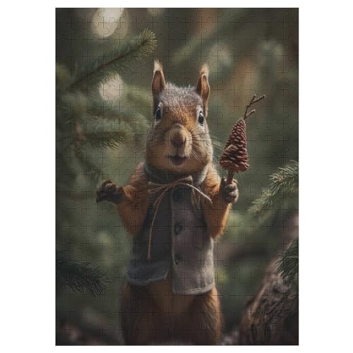 Eichhörnchen Puzzle 300 Teile, Holzpuzzle Herausforderndes Geschicklichkeitsspiel, Kinder Erwachsenenpuzzle Ab 12 Jahren 42×30cm von LLGLL