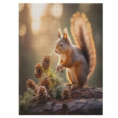 Eichhörnchen Puzzle 500 Teile, Holzpuzzle Herausforderndes Geschicklichkeitsspiel, Kinder Erwachsenenpuzzle Ab 12 Jahren 55×41cm von LLGLL