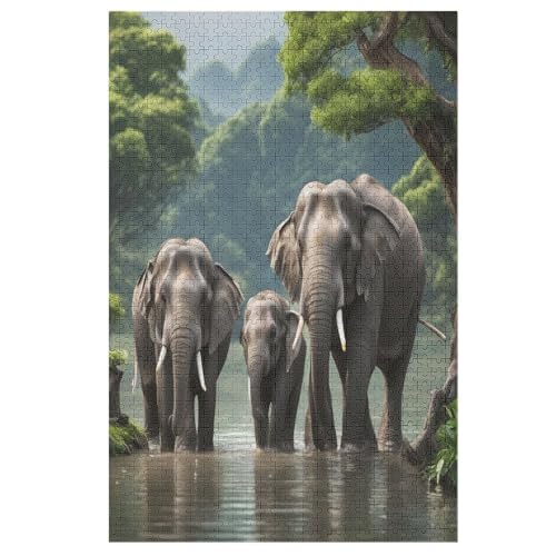 Elefant Puzzles 1000 Teile Erwachsener Kniffel Spaß Für Die Ganze Familie, Holzpuzzle Kinder Erwachsene, Impossible Puzzle Schwer 78×53cm von LLGLL