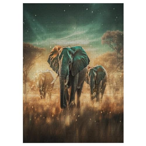 Elefants -Puzzle, 300 Teile,Holzpuzzle Für Erwachsene Kinder, Lustiges Spielzeug, Denkspiel, Bildungsspiel, 42×30cm von LLGLL