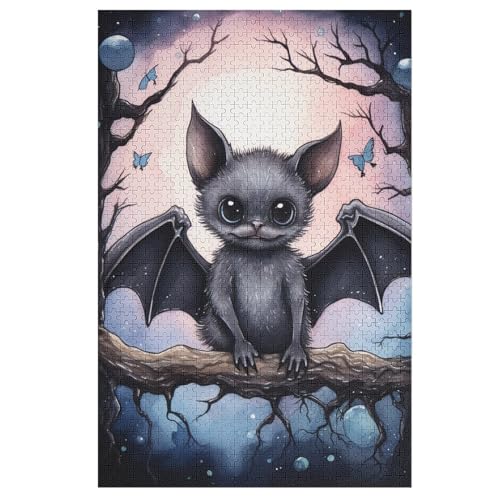 Fledermaus -Puzzle, 1000 Teile,Holzpuzzle Für Erwachsene Kinder, Lustiges Spielzeug, Denkspiel, Bildungsspiel, 78×53cm von LLGLL