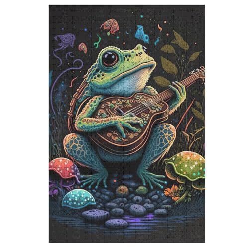 Frosch Playing Guitar 1000 Teile Puzzles Für Erwachsene, Impossible Puzzle, Geschicklichkeitsspiel Für Die Ganze Familie, Kinder Holzpuzzle 78×53cm von LLGLL