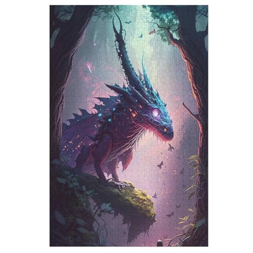 Für Erwachsene 1000-Teiliges Drache -Puzzles, Holzbrett-Puzzle, Für Kinder, Geschenke, 78×53cm von LLGLL