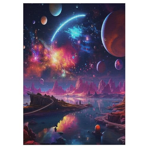 Holzpuzzle Farbenfrohes Universum Puzzle 300 Teile Erwachsene Klassische Pädagogisches Spielzeug Kinder Lernspiel Herausforderndes Puzzles 42×30cm von LLGLL