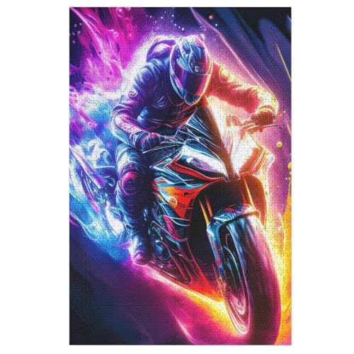 Holzpuzzles 1000 Teile Motorrad -Puzzle Für Jungen Und Mädchen, Schwierigkeitsgrad, Lernspiele, Familienspielzeug 78×53cm von LLGLL